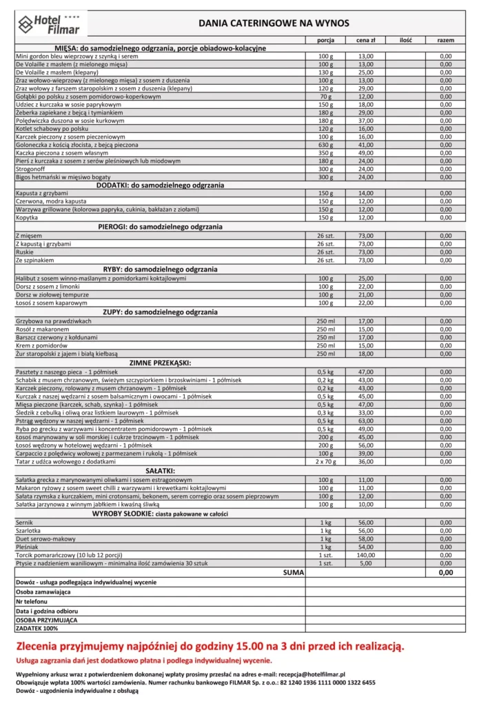 Dania cateringowe na wynos