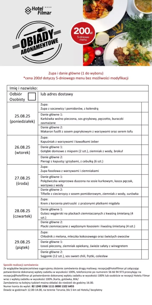 Obiady abonamentowe dorośli