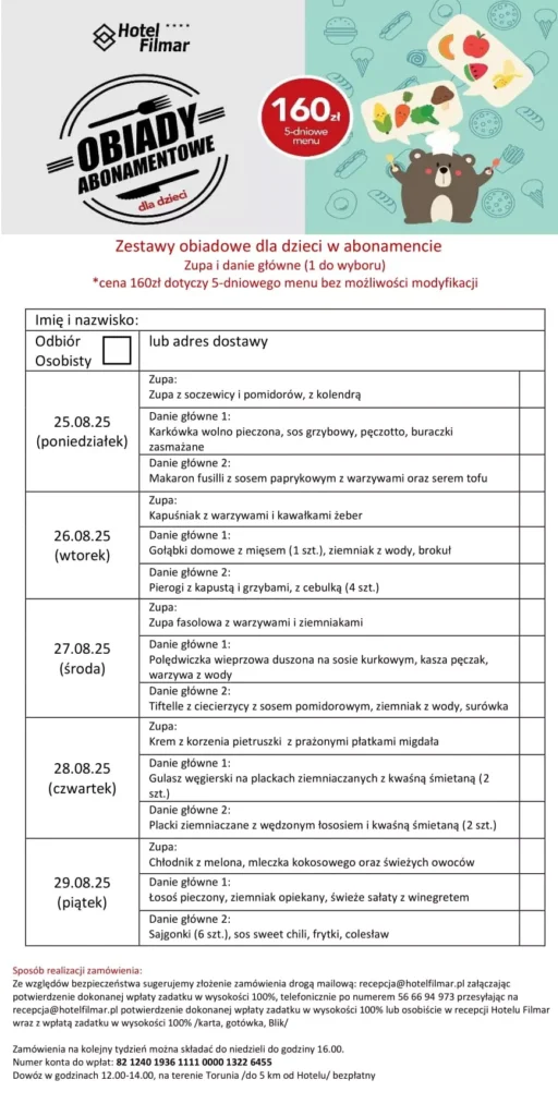 Obiady abonamentowe dziecko