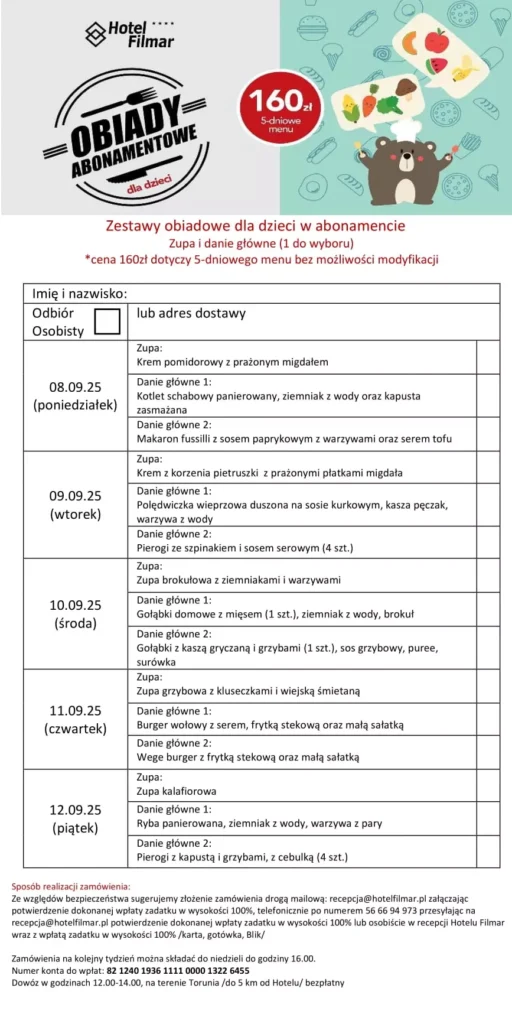 Obiady abonamentowe dla dzieci